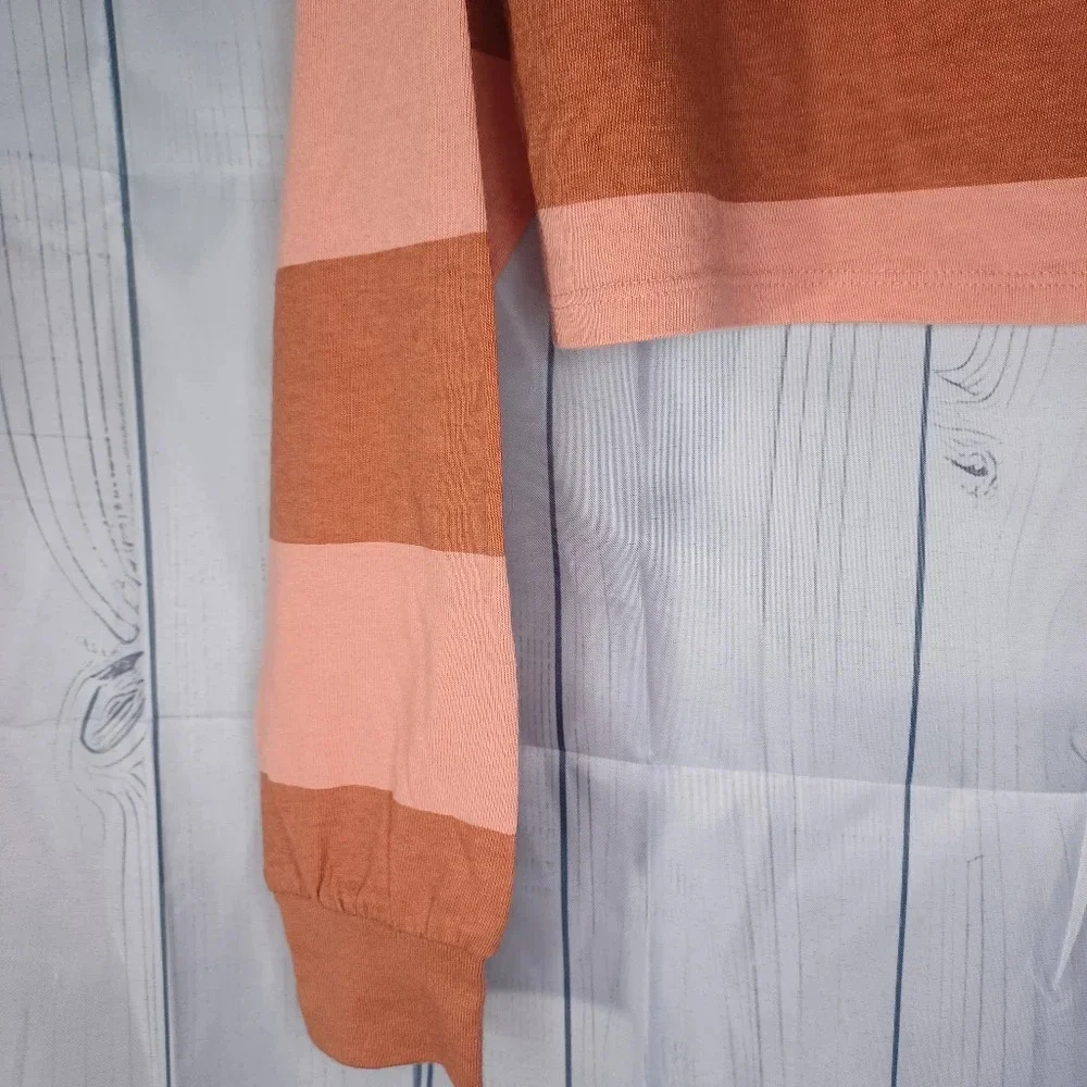 SO striped cropped long sleeve polo rugby-style preppy Y2K School shirt - Picture 12 of 12